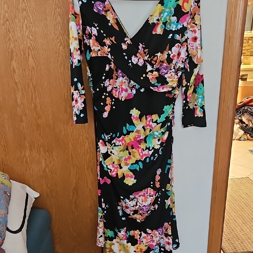 IMAN Vibrant Floral Long Sleeve Dress